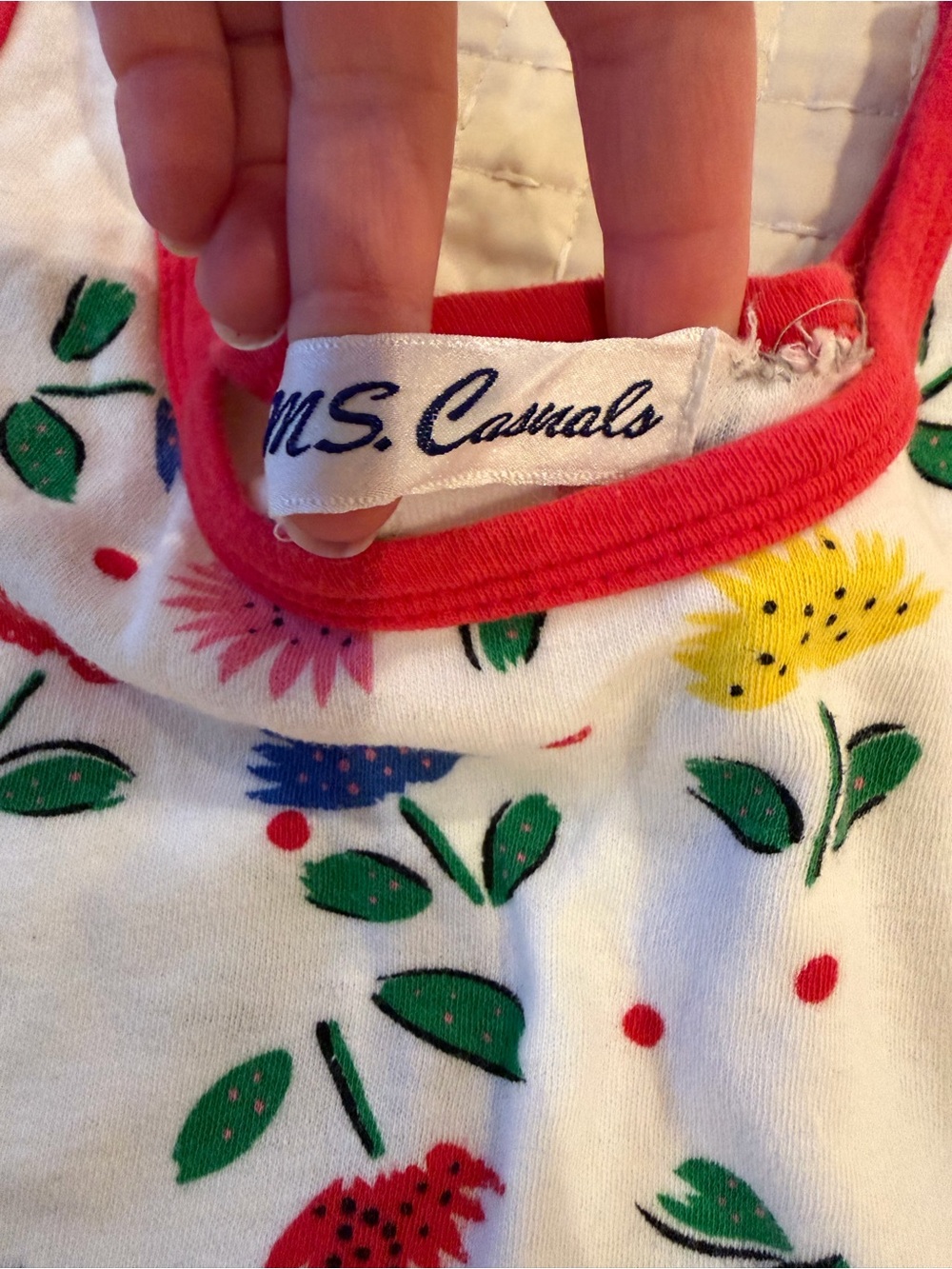 MS. Casuals Floral Girls Tank Top with Red Trim - Picture 2 of 4
